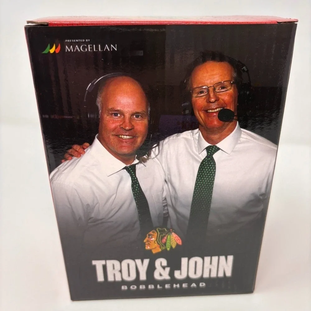 Chicago Blackhawks John & Troy Bobblehead Radio Broadcaster Night SGA NIB